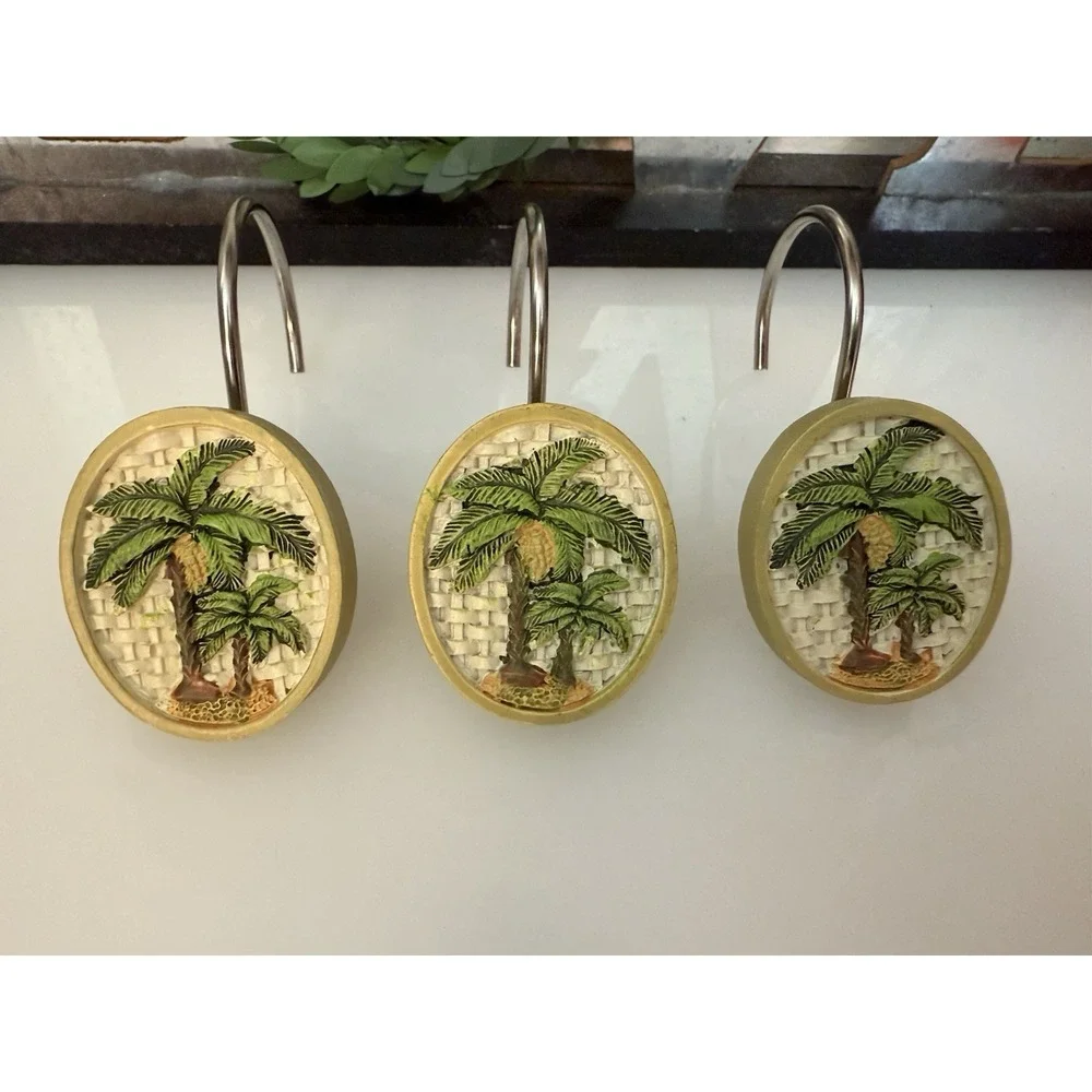 Vintage Bed Bath & Beyond Avanti Linens‎ Colony Palm Collection 12 Shower Hooks